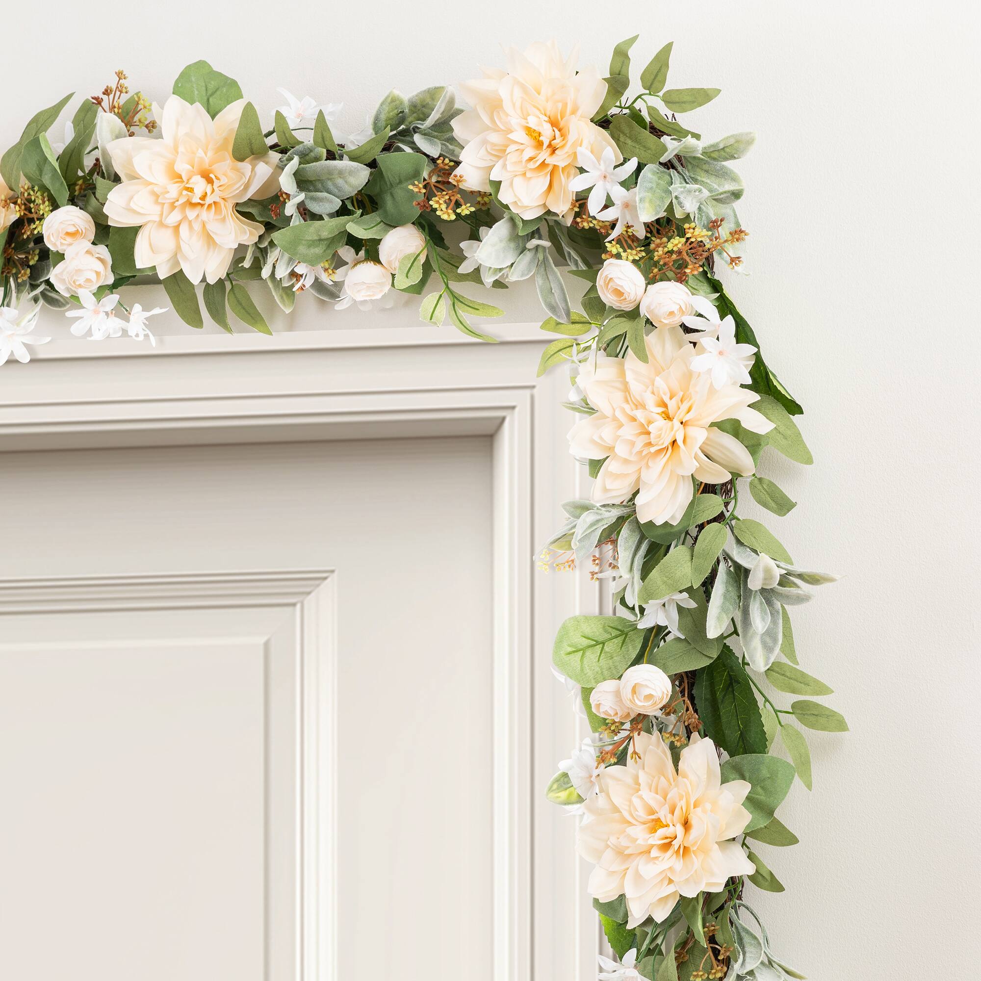 Glitzhome® 6ft. Peach Dahlia Floral Garland